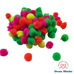 Pompom Neon 1cm - pct com 50un. colorido