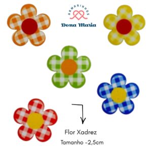 Aplique Flor Xadrez 2,5cm (Sublimado)