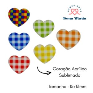 APLIQUE SUBLIMADO CORAÇÃO - 15X13MM