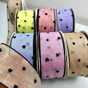 Fita Importada Organza Coração 38mm