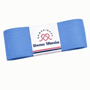 Peça de fita de gorgurão Yama na cor Azul Capri 337, com textura canelada.