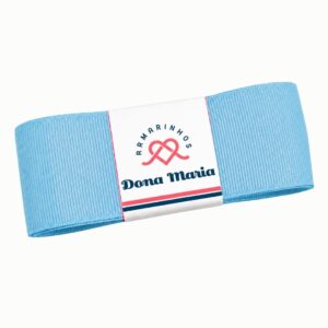 Peça de fita de gorgurão Yama na cor Azul Névoa 311, com textura canelada.
