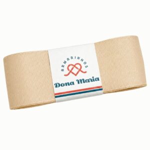 Peça de fita de gorgurão importada Yama cor Baunilha 824 com textura canelada