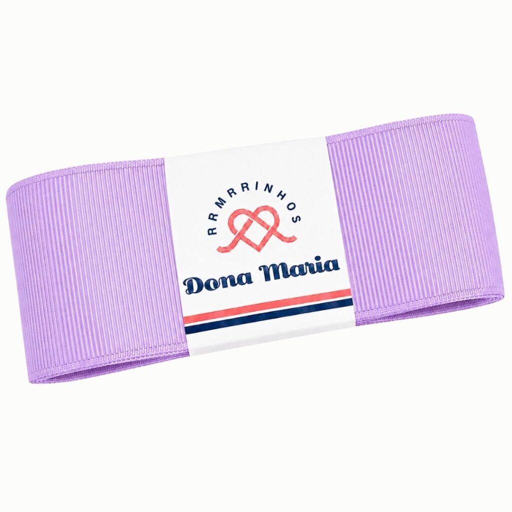 Peça de fita de gorgurão Yama na cor Lilás 462, com textura canelada.