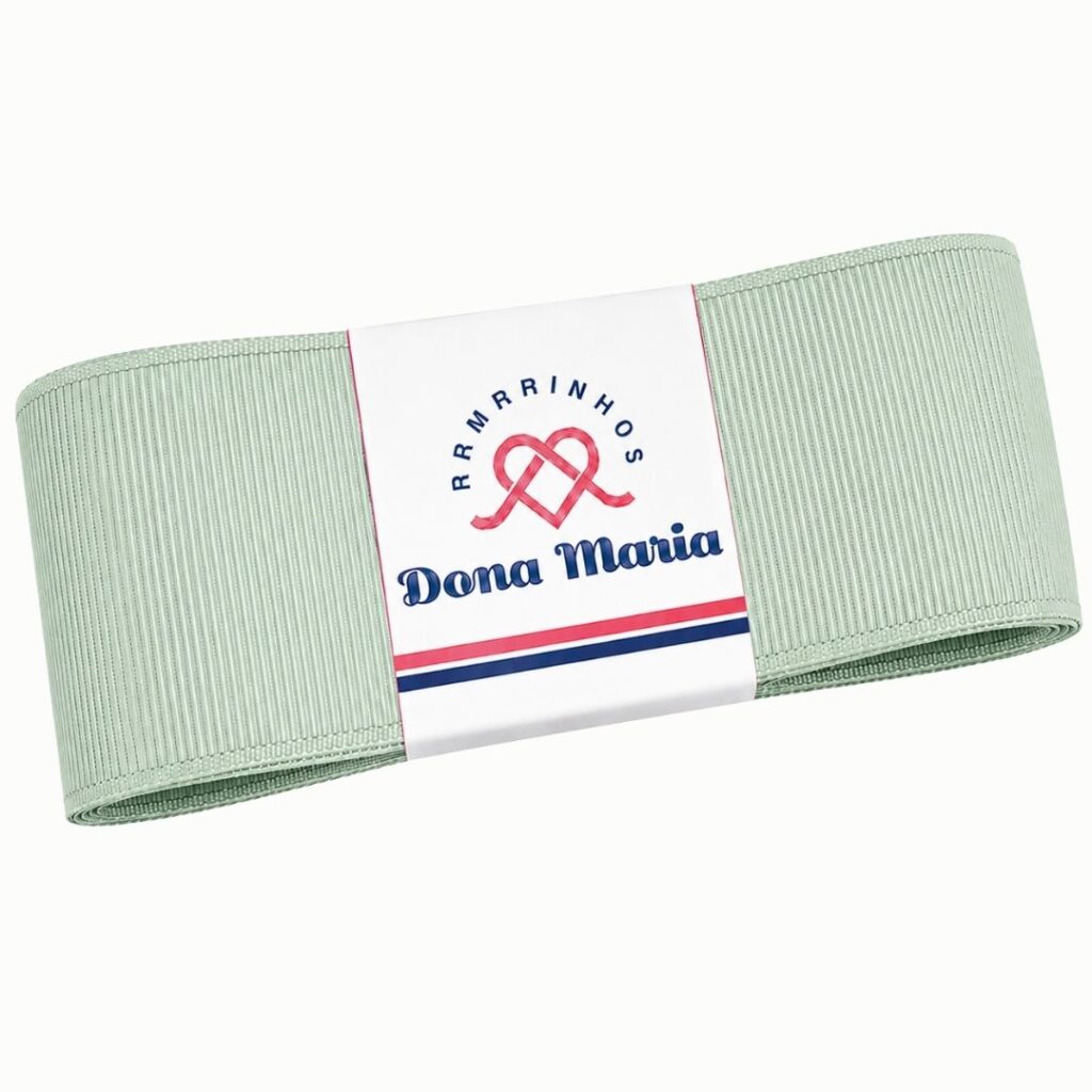Peça de fita de gorgurão Yama na cor Verde Musgo Claro 567, com textura canelada.