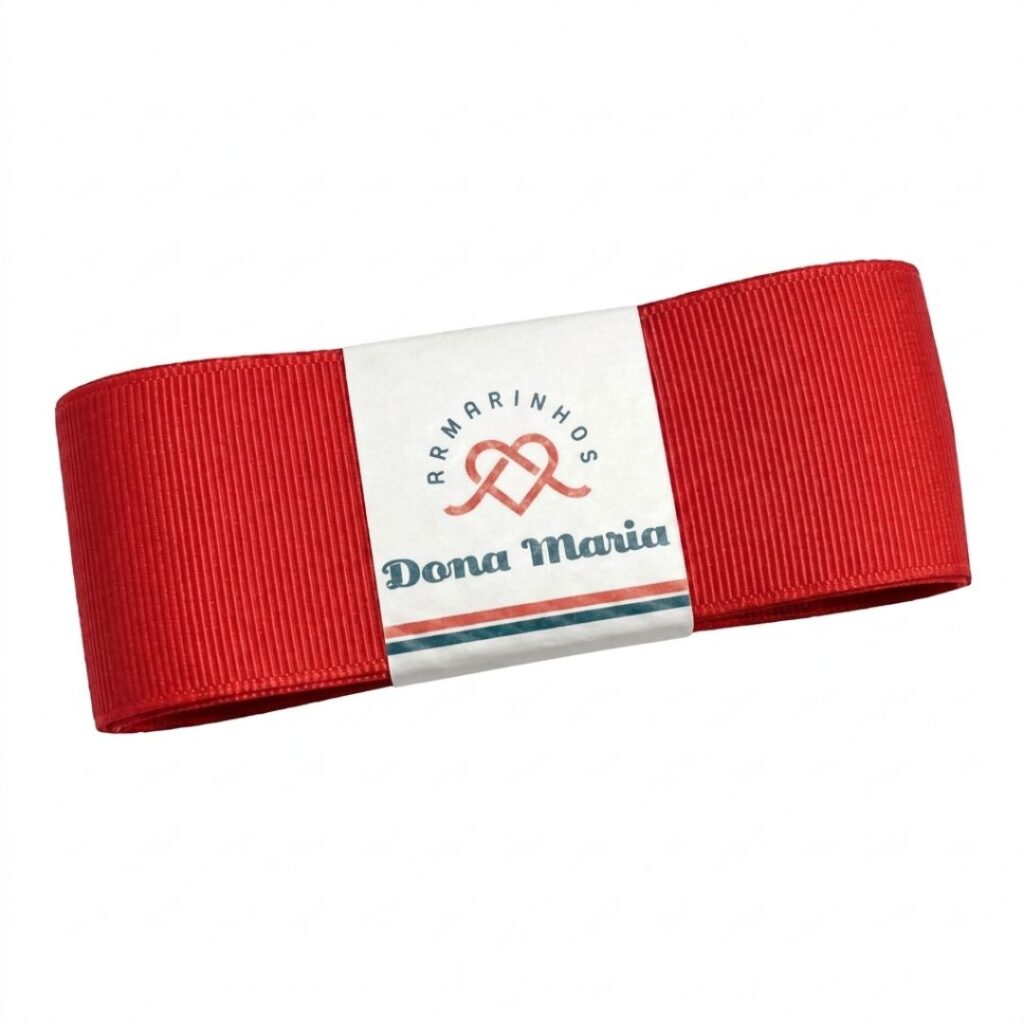 Peça de fita de gorgurão Yama na cor Vermelho 235, com textura canelada.