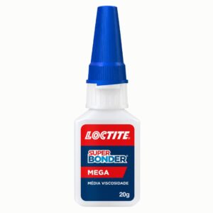 Frasco de cola instantânea Loctite Super Bonder Mega, de média viscosidade, contendo 20 g.