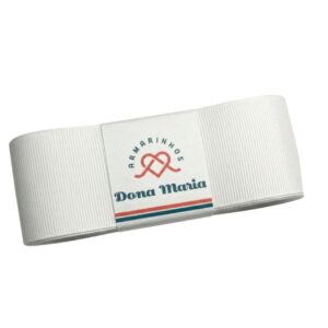 Peça de fita de gorgurão Mili na cor Branco 029, com textura canelada.