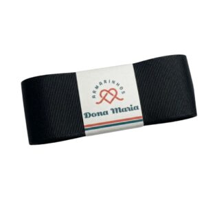 Peça de fita de gorgurão Mili na cor Preto 030, com textura canelada.