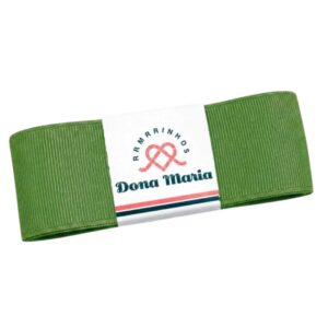 Peça de fita de gorgurão Mili na cor Verde Samambaia 552, com textura canelada.