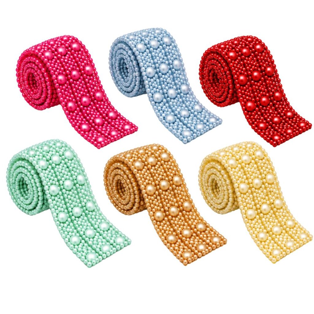 Manta de pérolas 1x40cm, disponível nas cores pink, azul bebê, vermelho, verde bebê, dourado amarelo bebê.