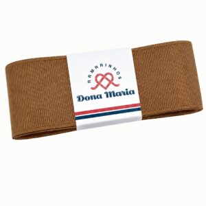 Peça de fita de gorgurão Yama na cor Marrom Dourado 846, com textura canelada.