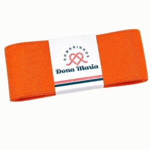 Peça de fita de gorgurão Yama na cor Laranja Ferrugem 751, com textura canelada.