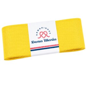Peça de fita de gorgurão Yama na cor Amarelo-Limão 640, com textura canelada.