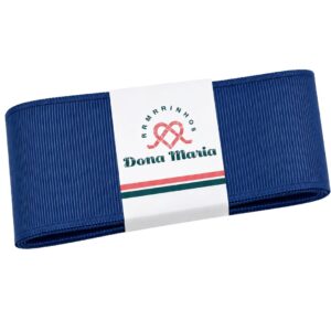 Peça de fita de gorgurão Yama na cor Azul Tinteiro 371, com textura canelada.