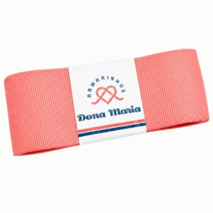 Peça de fita de gorgurão Yama na cor Coral Claro 238, com textura canelada