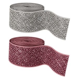 Fita com glitter nas cores prata e vinho, com acabamento brilhante